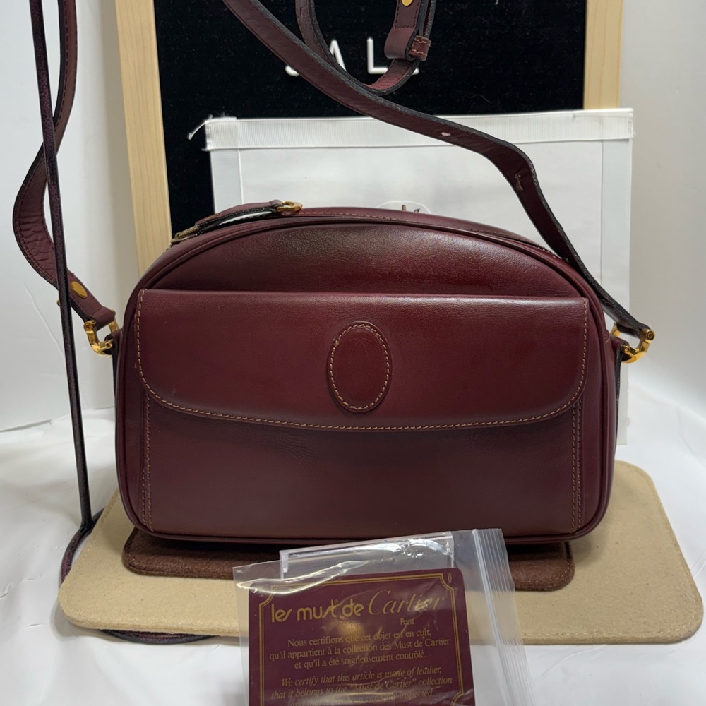 Cartier Burgundy Leather Crossbody Bag - Picture 2 of 16